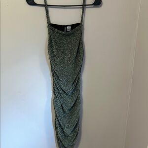 Divided Gray Ruched Bodycon Mini Dress